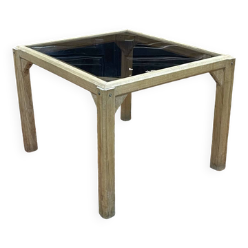 Coffee table in oak with a glass top, dating from the 1950s