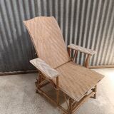 Sun lounger - Deckchair - Vintage rattan wicker lounge chair