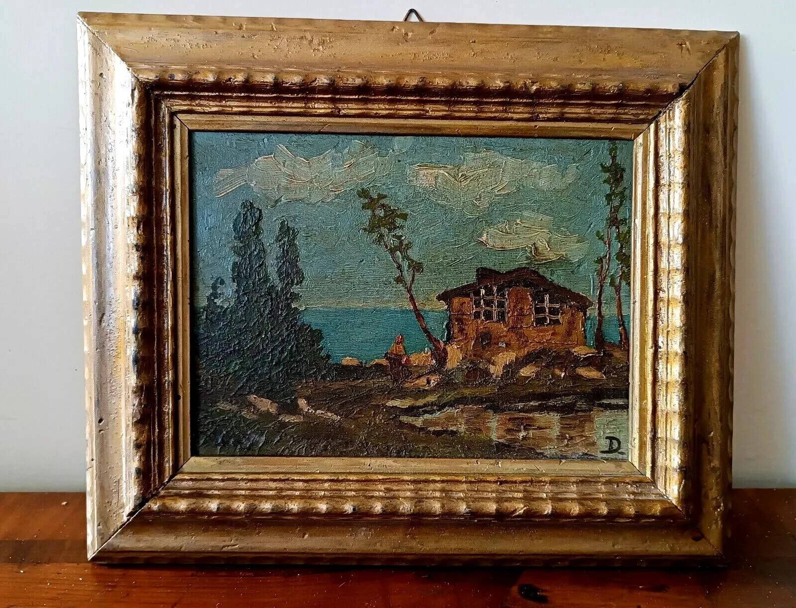 Oil painting on panel landscape early 1900s