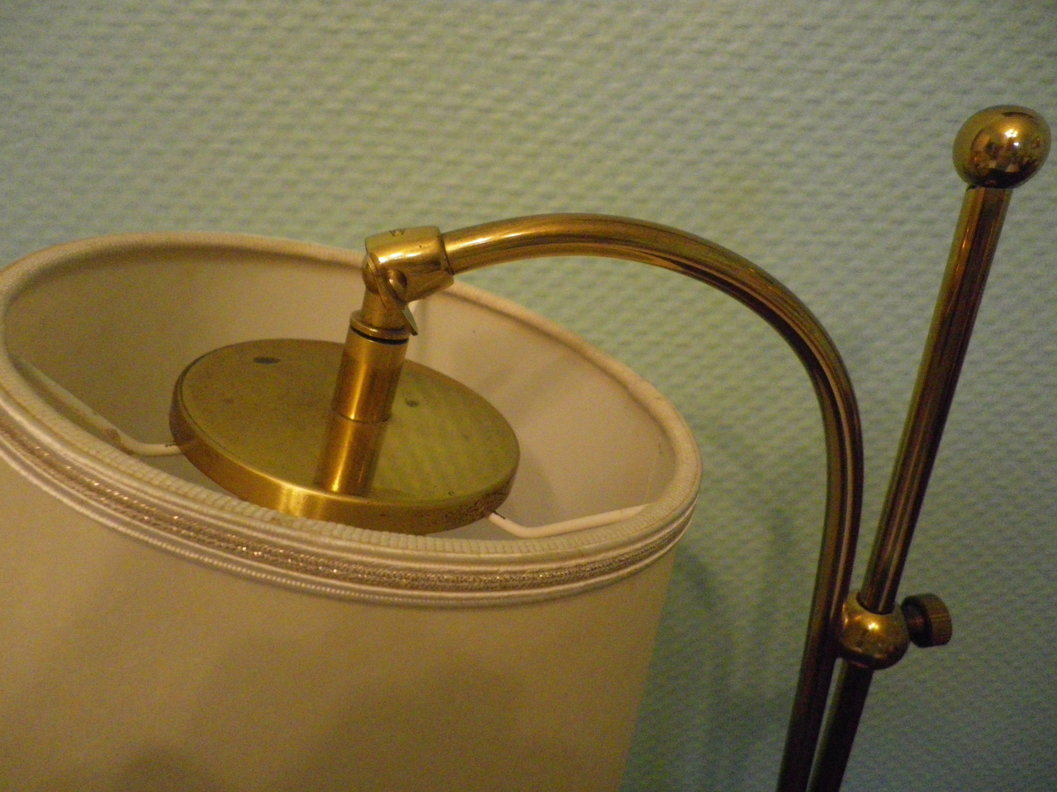 Reclining table lamp by Koch & Lowy for OMI, brass, metal, fabric - Germany - 60s/70s