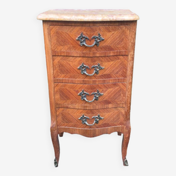 Louis XV style marble bedside table with drawers
