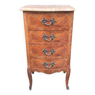 Louis XV style marble bedside table with drawers