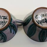 Two coffee or tea cups with their saucer Charles Voltz Vallauris 50s