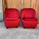 Set of 2 Mid-Century armchairs in purple velvet, 1950s Czech Republic.