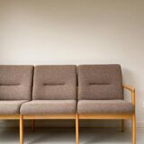 Vintage wooden seating area / sofa and 2 armchairs