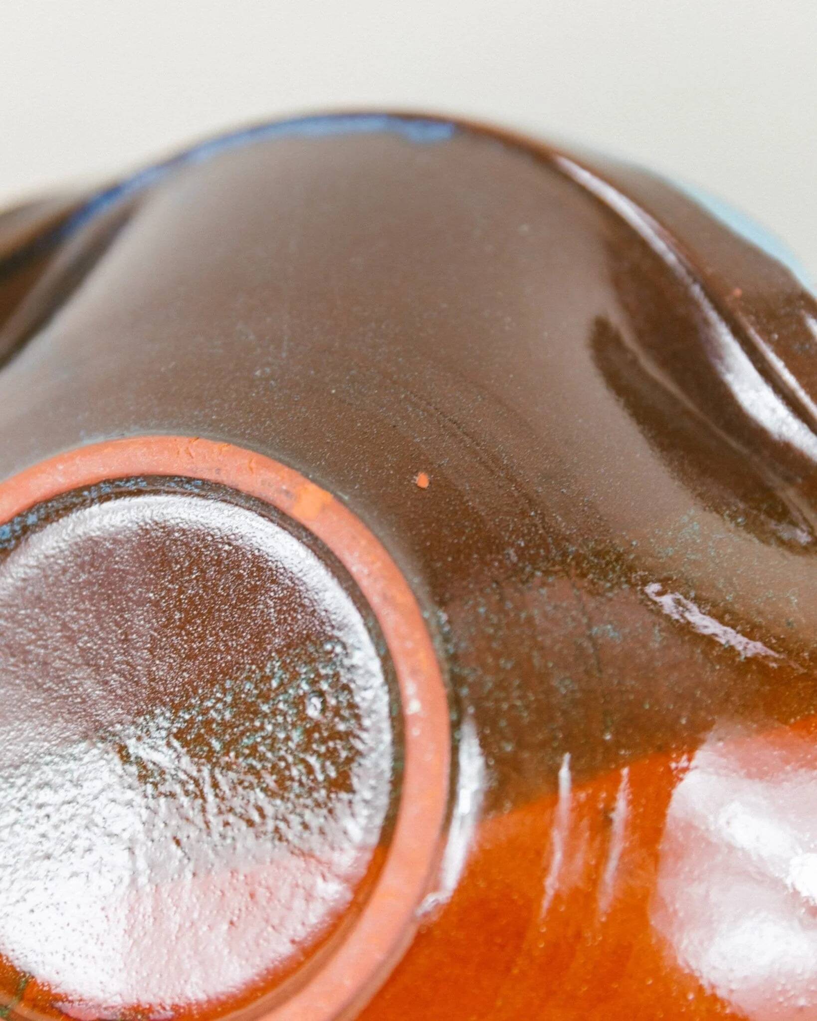 Multicolore glazed ceramic bowl, XL size, signed, Spanish mid-century design (60s-70s) ideal fruit centerpiece