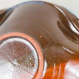 Multicolore glazed ceramic bowl, XL size, signed, Spanish mid-century design (60s-70s) ideal fruit centerpiece