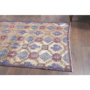 Tapis vintage turc Oushak fait main en laine et coton marron