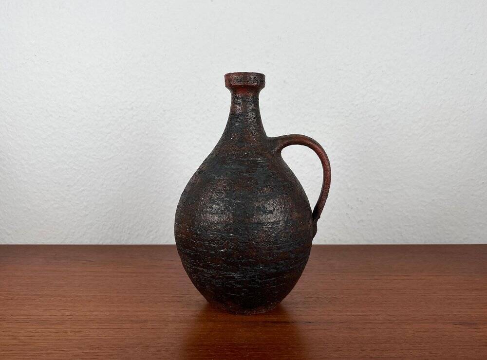 Carafe vase from the German pottery workshop, mid-century brutalist by Gerhard Liebenthron, 1964.
