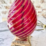 Lampe de table verre murano couleur Rubis Rigadin ,Italie 1950