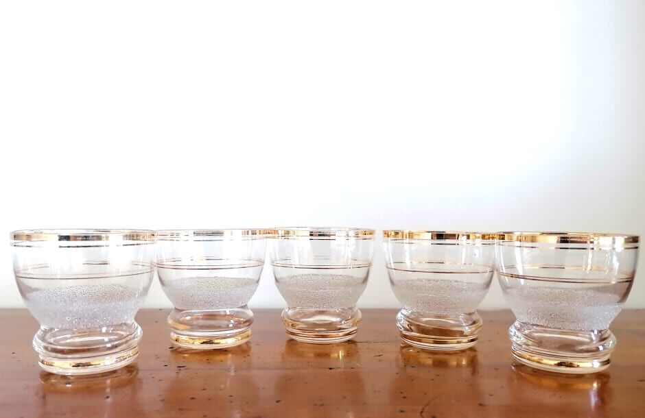 Service à liqueur verre givré 1950