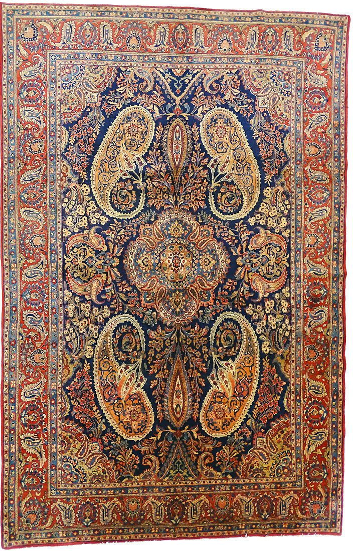 Persian living room carpet entirely handmade "Ghomseh" 330x217cm