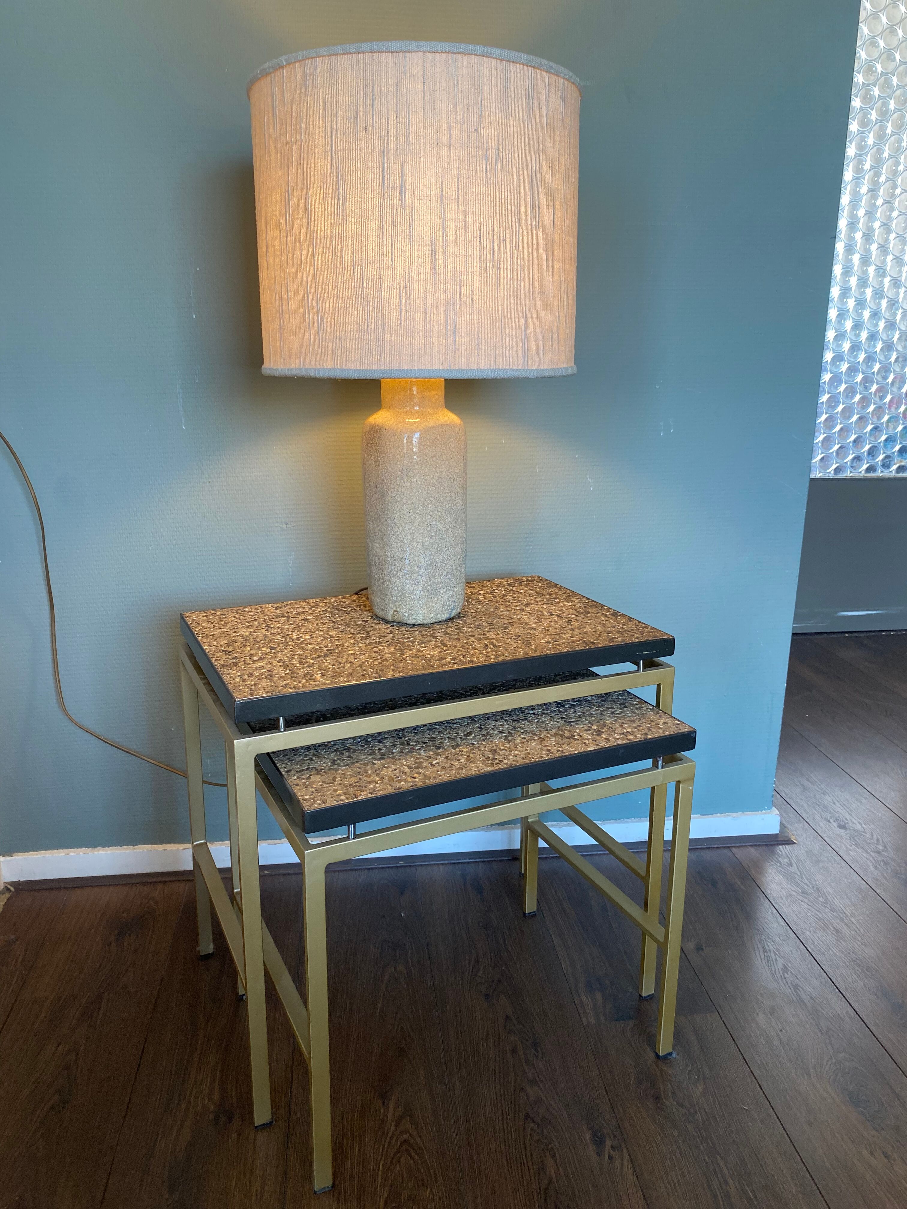 Vintage Earthenware Craquelé Mid-Century Table lamp by Pieter Groeneveldt, 1950s