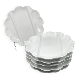Assiettes compartimentées en porcelaine de Limoges blanche
