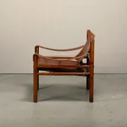 Arne Norell Sirocco Safari Lounge Chair in stained Ash and Brown Leather
