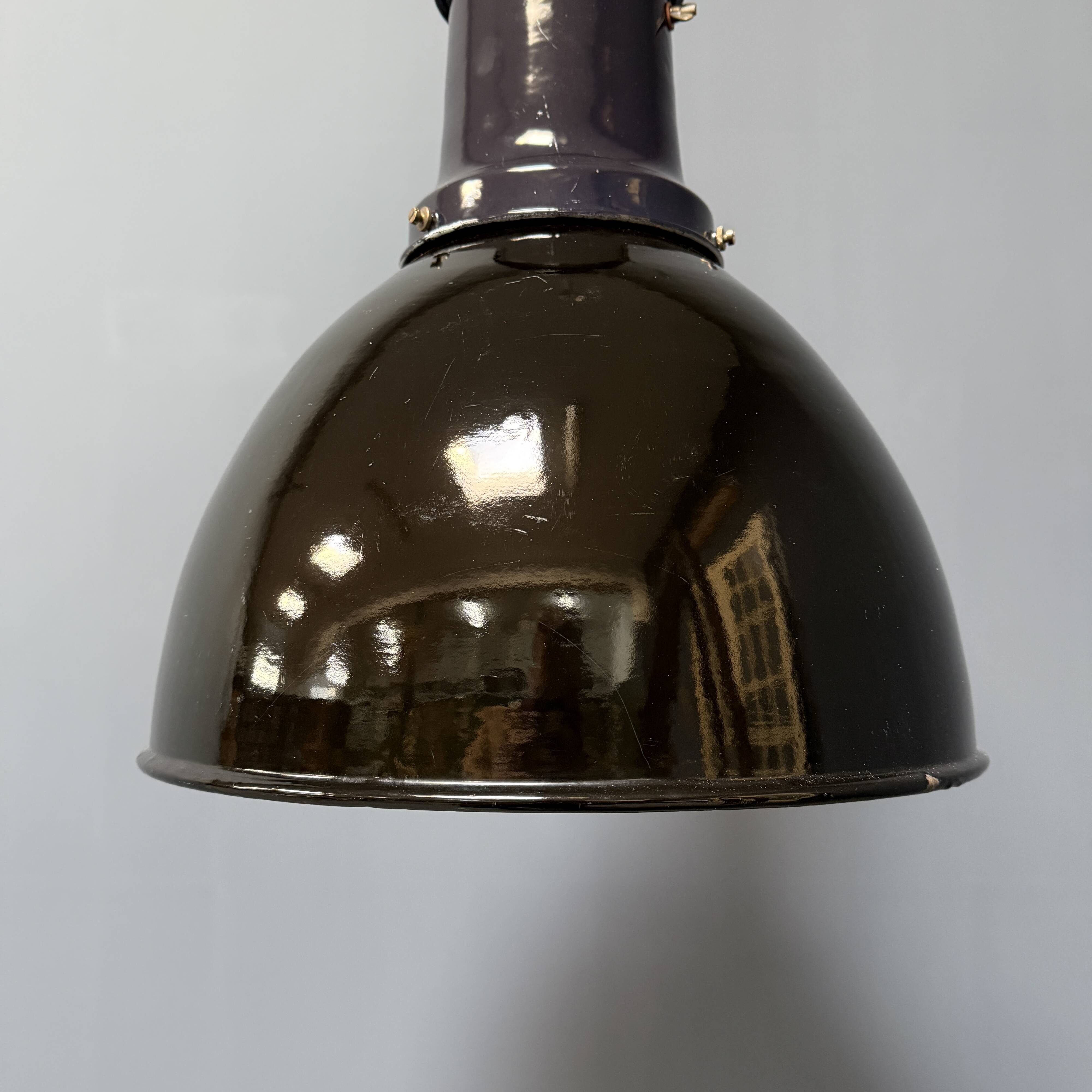 Large black enamel Bauhaus factory lamp