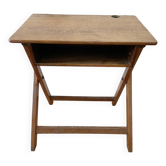 Bureau enfant ancien pliant années 50/60 – bois massif, plateau incliné