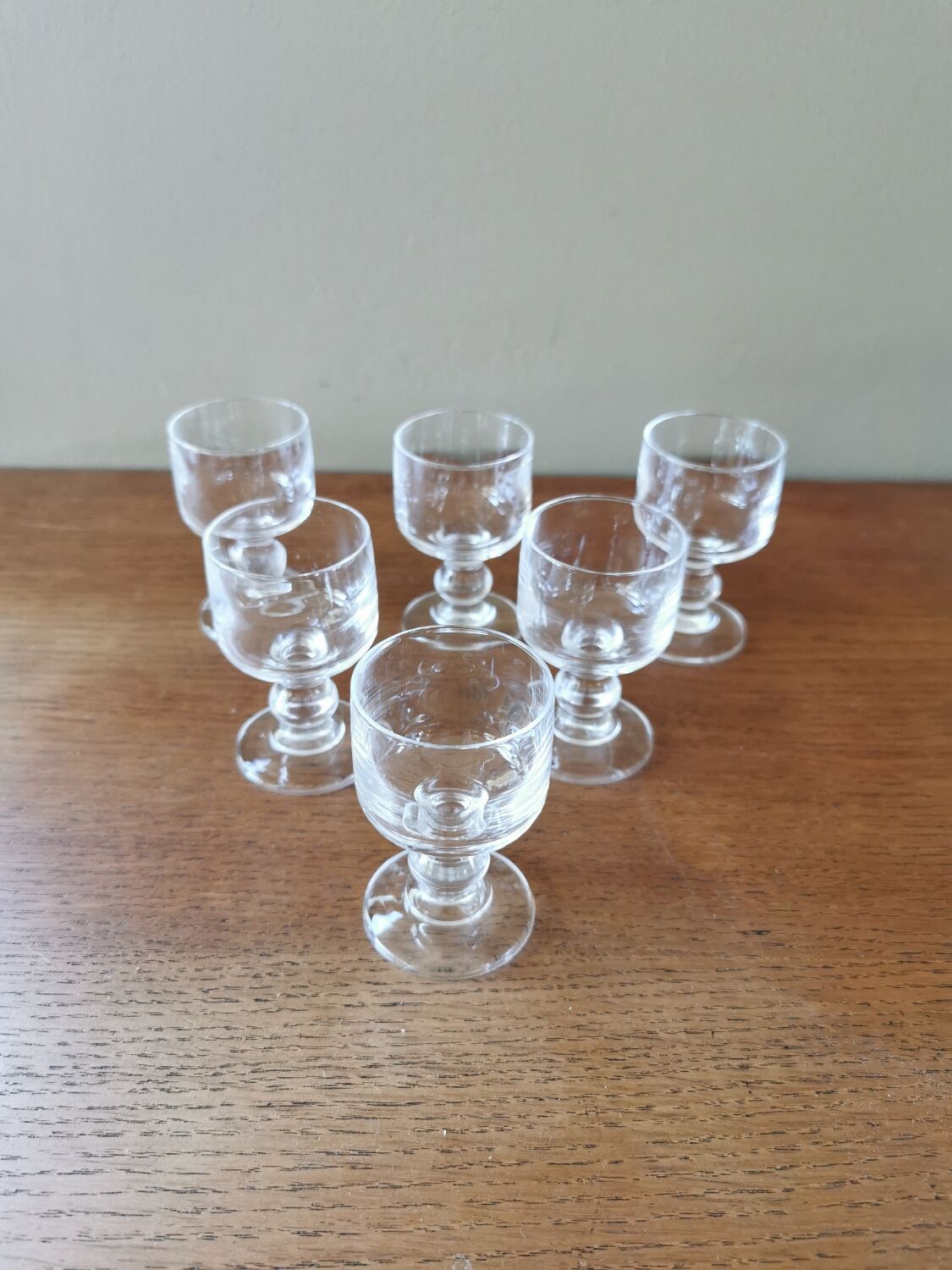 6 vintage crystal digestive glasses