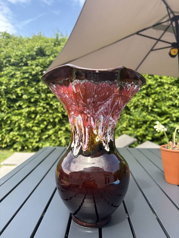 Vase Fady, nuances de rouge, fait main