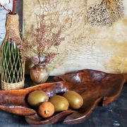 Coupe feuille en bois massif sculptée XXL ancienne