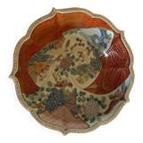 Chinese ceramic cup landscape patterns brass base supported by 4 elephants lai