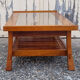 Coffee table, exotic wood, glass and rattan, vintage