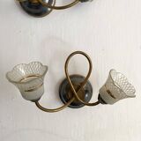 Pair of Art Deco double tulip wall lights