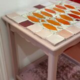 Side table console mosaic pink orange original vintage charm colourful