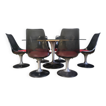 Ensemble de salle à manger de l'ère spatiale par Chromcraft, années 1970.