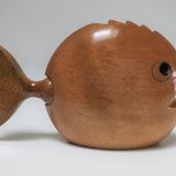 Two door peaks aperitif zoomorphic fish bird solid wood vintage design