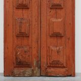 Grandes portes de monastère du XVIIe siècle en chêne laqué terre cuite, Portugal