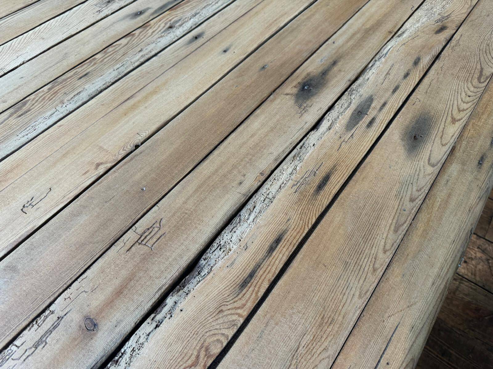 Large raw wood dining table