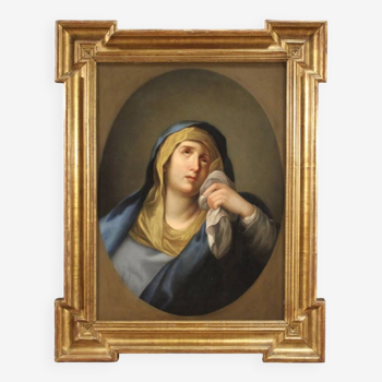 Antique Italian Painting Virgin Of Sorrows From The 18th Century