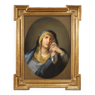 Antique Italian Painting Virgin Of Sorrows From The 18th Century