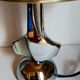 Lampe moderniste métal chromé années 70, abat-jour en toile beige