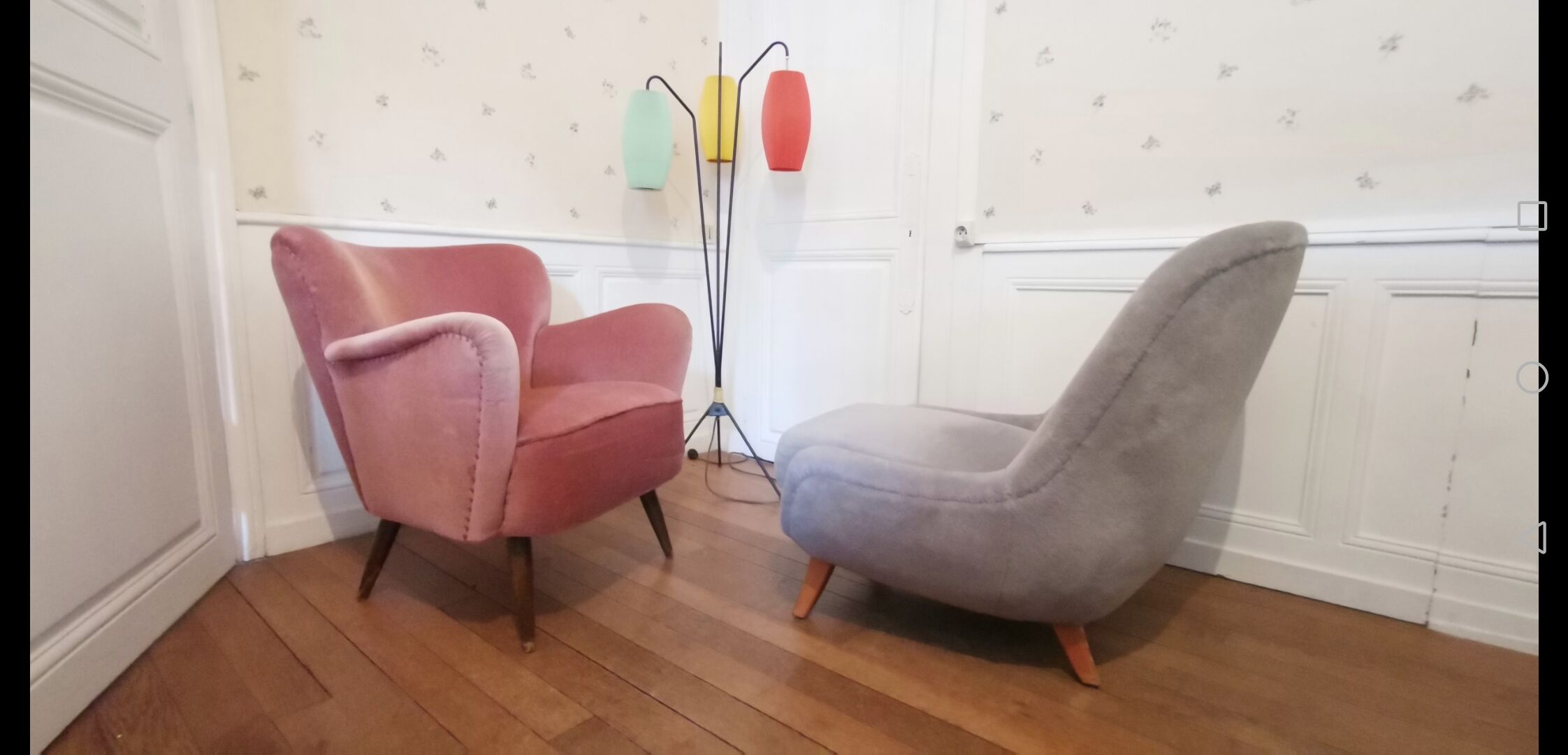 50s 60s armchair pink velvet
