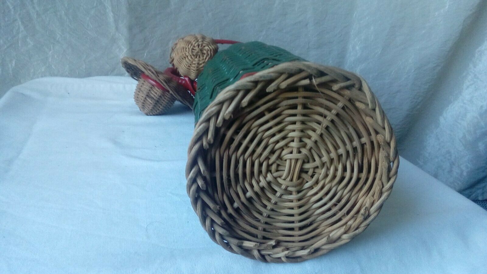 Bottle scoubidou and wicker years 1970 vintage