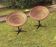 Pair of bamboo and iron pod swivel chairs, 1960s