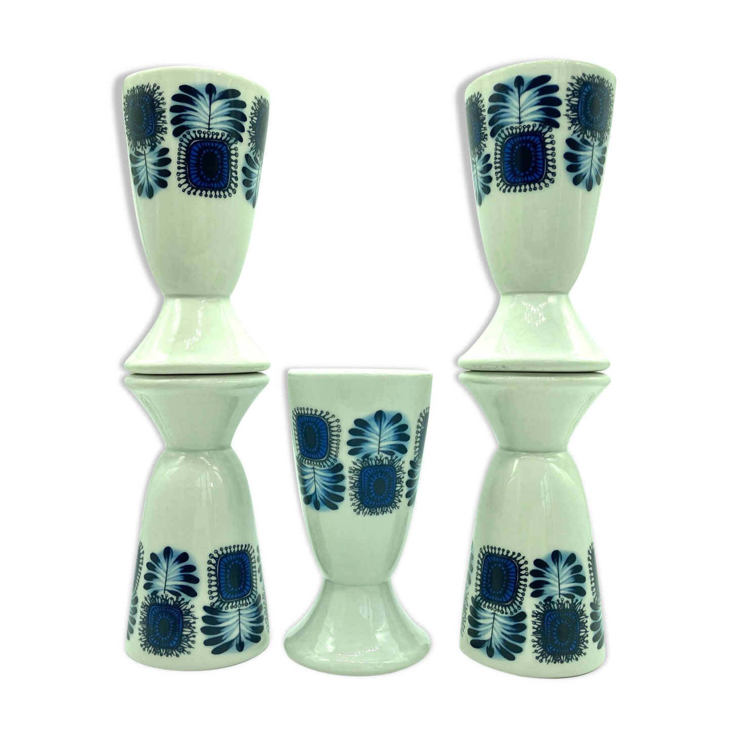 Series of 5 mazagrans or porcelain cups from Limoges