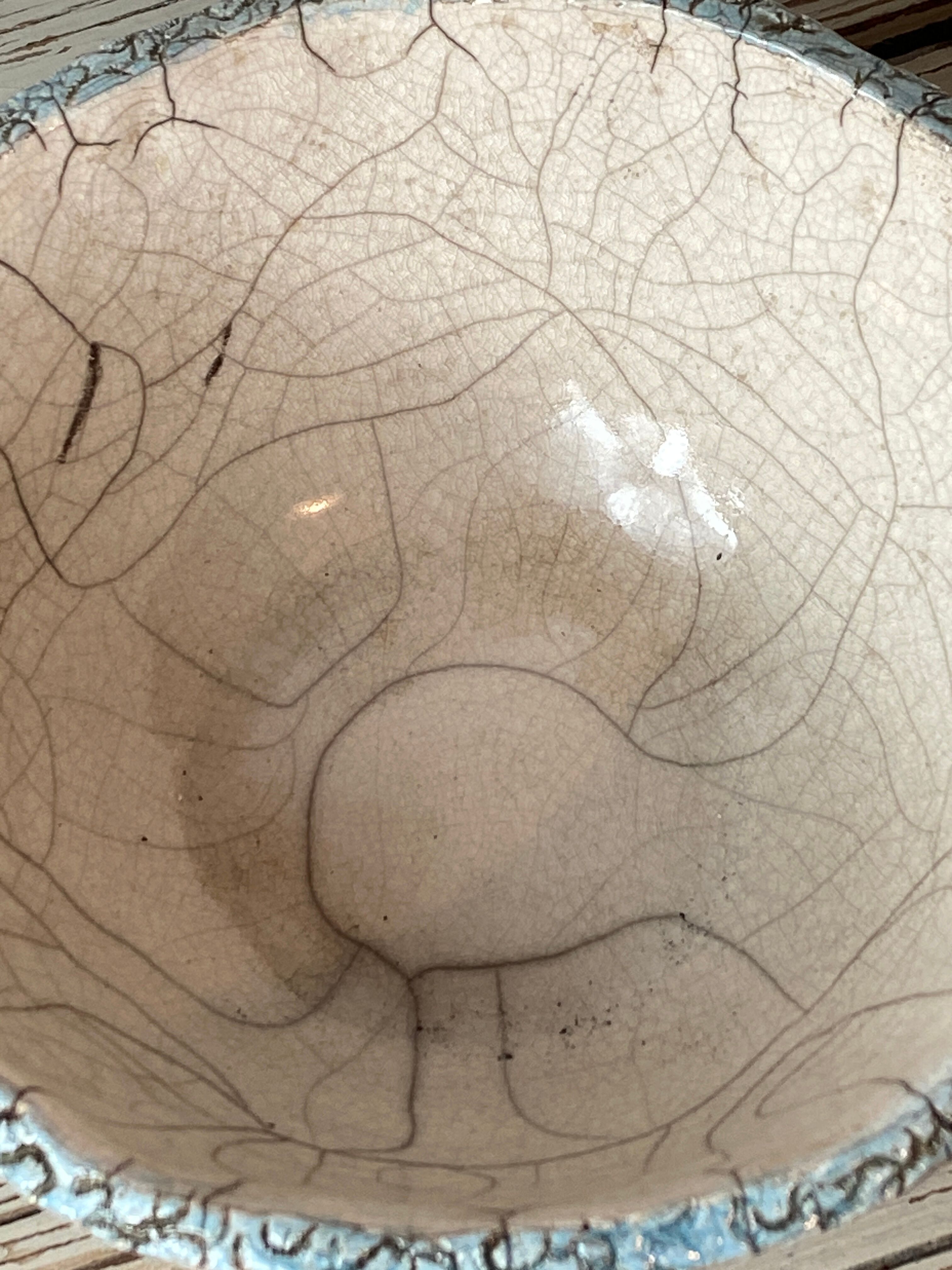 Raku ceramic salad bowl