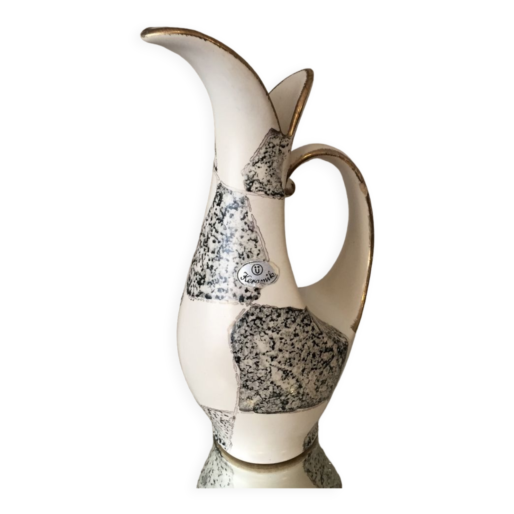 Jug or soliflore ü keramik vintage 1960 1970 white black/grey
