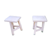 Pair of tripod stools raw wood