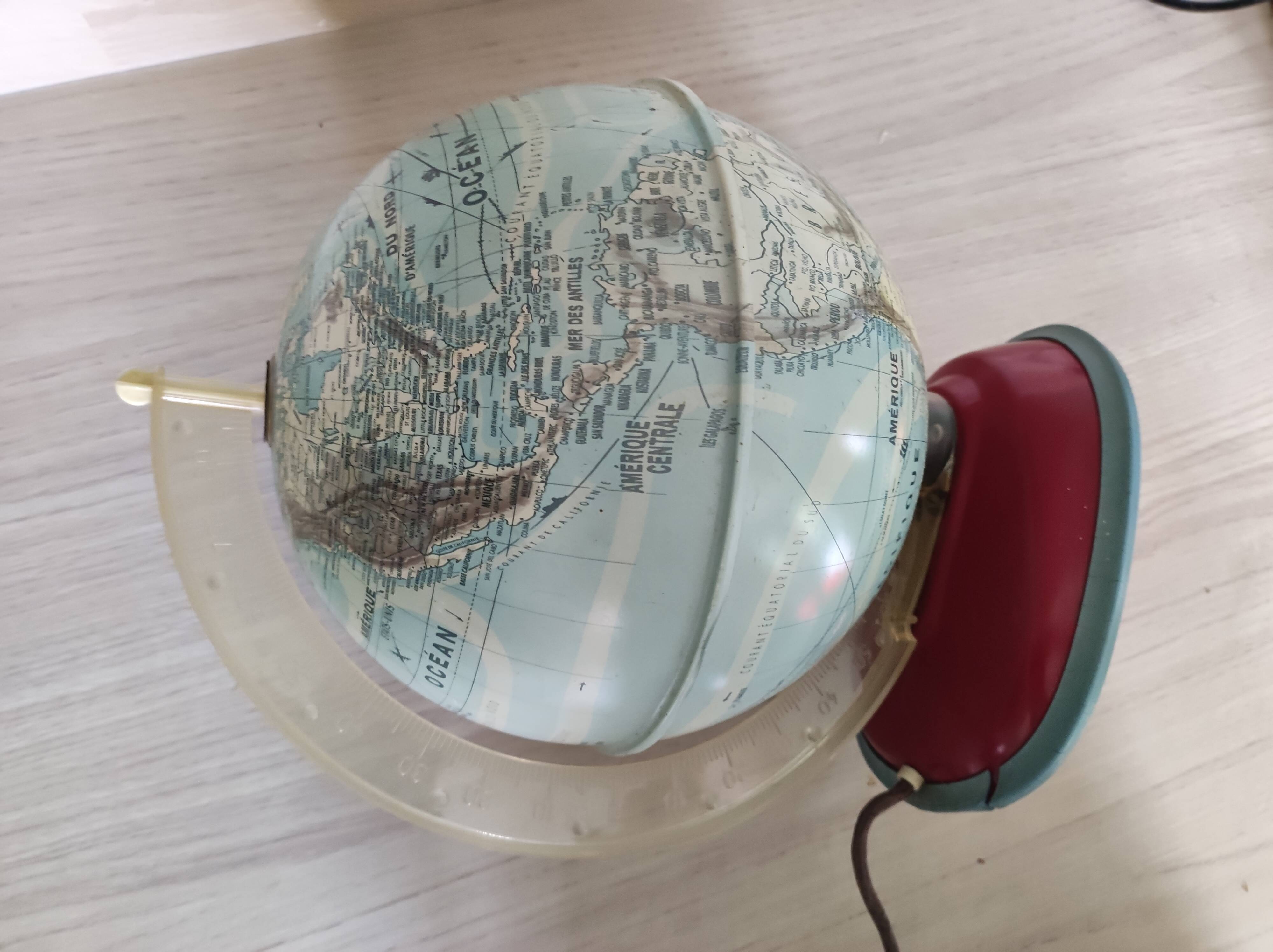 Luminous globe world map west Germany vintage