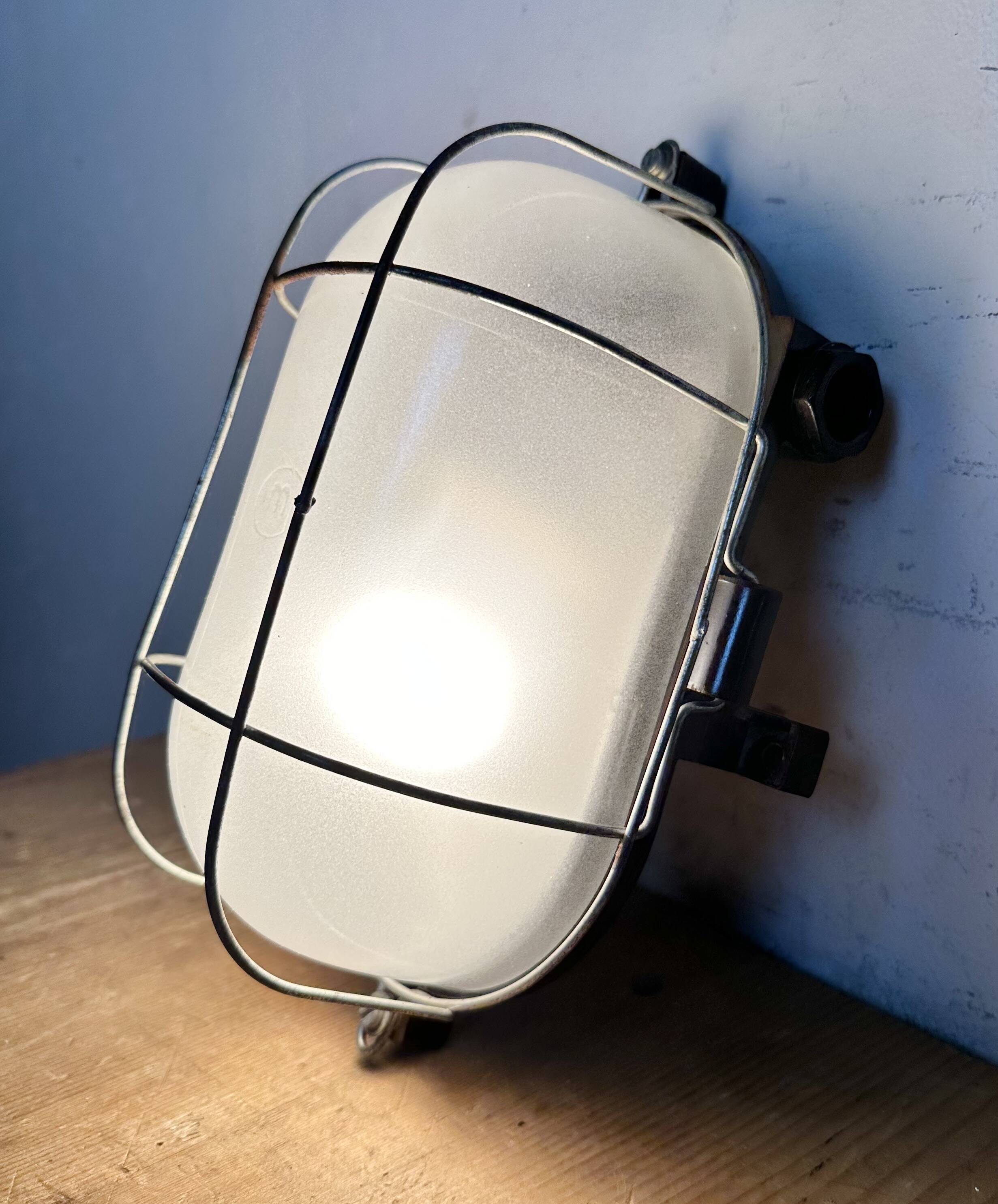 Industrial Brown Bakelite Wall Light with Milk Glass, 1960s