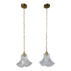 Pair of granite glass and brass pendant lights – poetic elegance