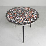 Round tiled table with mosaic, dining table, kitchen table, 1950s