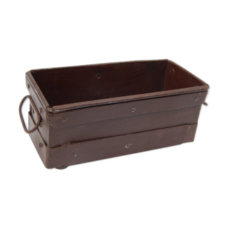 Pot marron vide poches deco industriel ancien moule metal inde