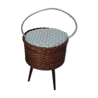 Sewing box in braided wicker rattan with removable storage