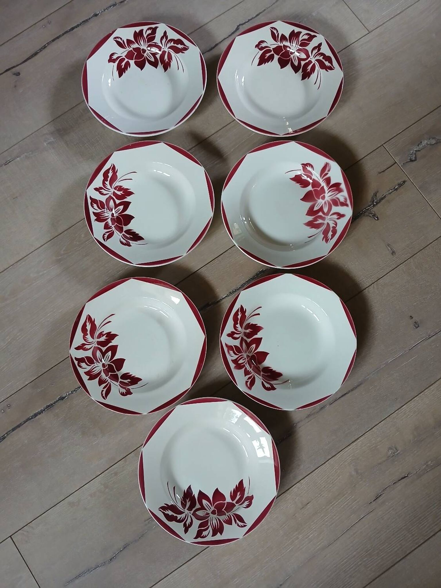 6 antique soup plates from Digoin and Sarreguemines