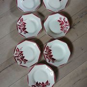 6 antique soup plates from Digoin and Sarreguemines